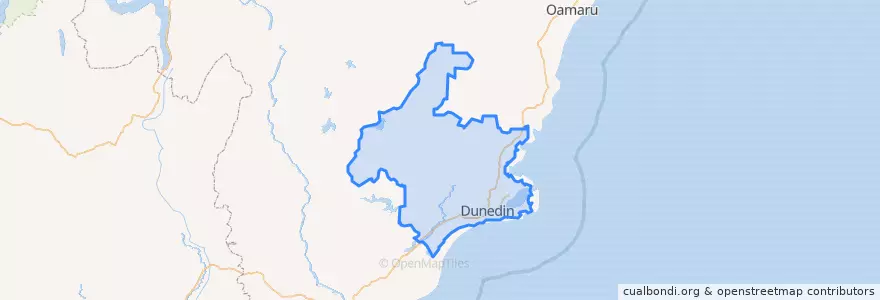 Mapa de ubicacion de Dunedin City.