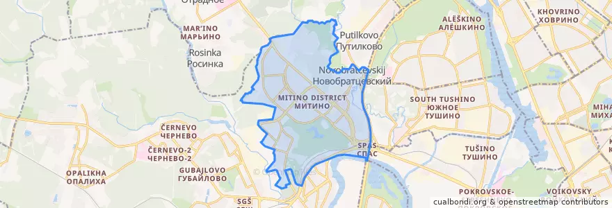Mapa de ubicacion de район Митино.