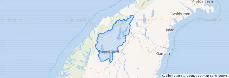 Mapa de ubicacion de Queenstown-Lakes District.