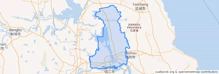 Mapa de ubicacion de 扬州市.