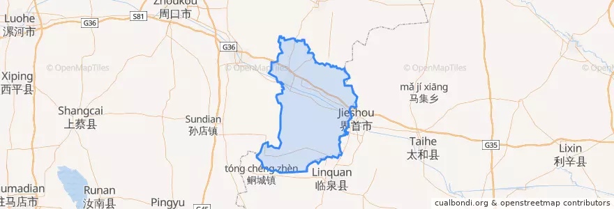 Mapa de ubicacion de Shenqiu County.