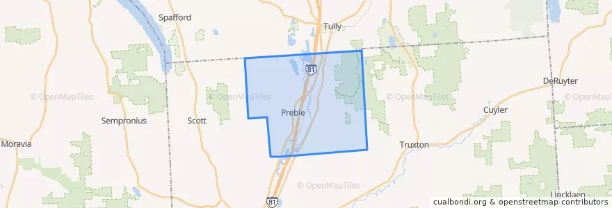 Mapa de ubicacion de Preble Town.