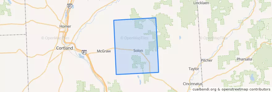 Mapa de ubicacion de Solon Town.