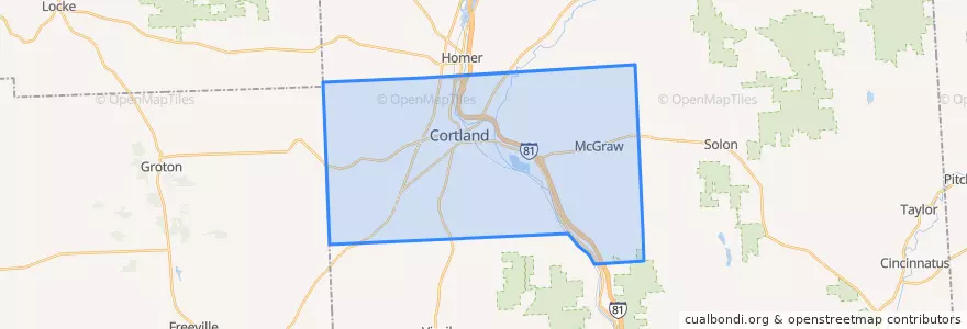 Mapa de ubicacion de Cortlandville Town.