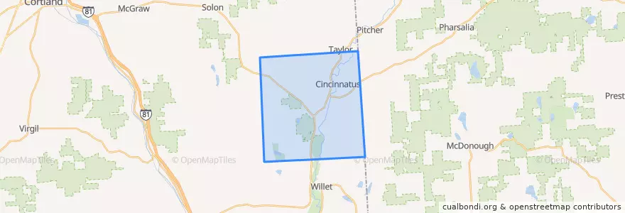 Mapa de ubicacion de Cincinnatus Town.