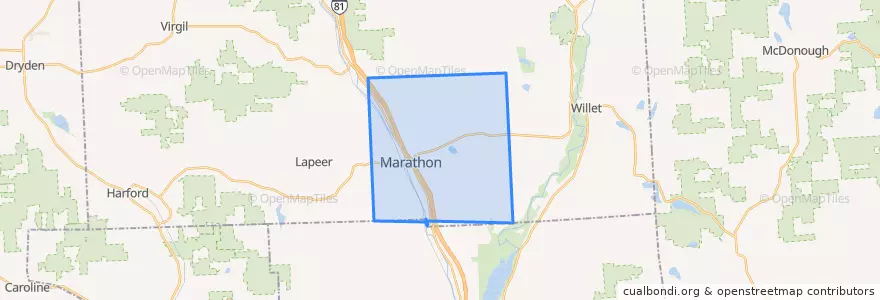Mapa de ubicacion de Marathon Town.