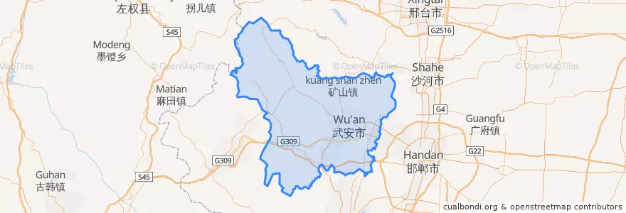 Mapa de ubicacion de 武安市.