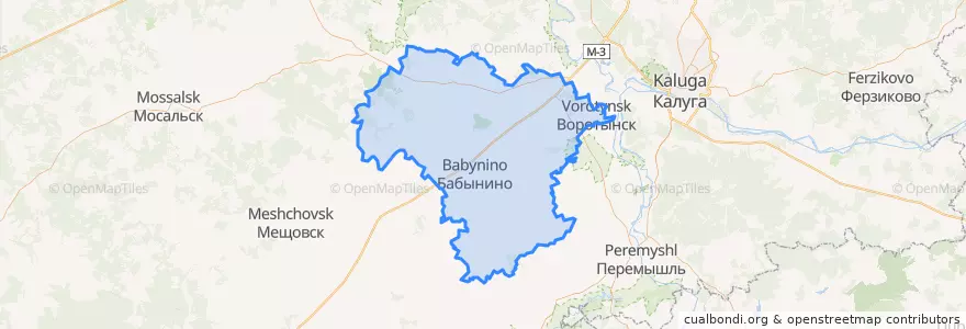 Mapa de ubicacion de Бабынинский район.
