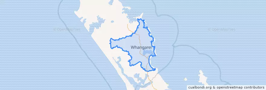 Mapa de ubicacion de Whangarei District.