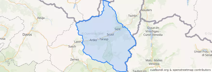 Mapa de ubicacion de Scuol.