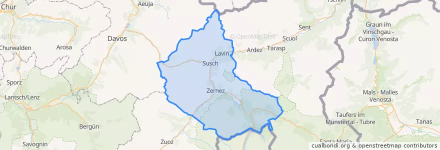 Mapa de ubicacion de Zernez.