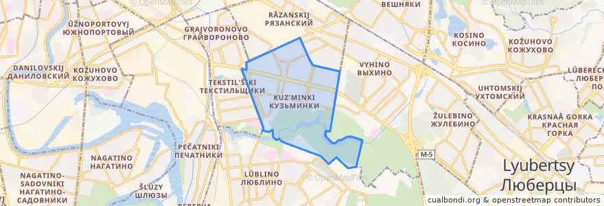 Mapa de ubicacion de Kuzminki District.