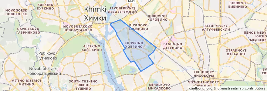Mapa de ubicacion de район Ховрино.