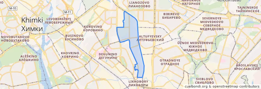 Mapa de ubicacion de Vostochnoye Degunino District.