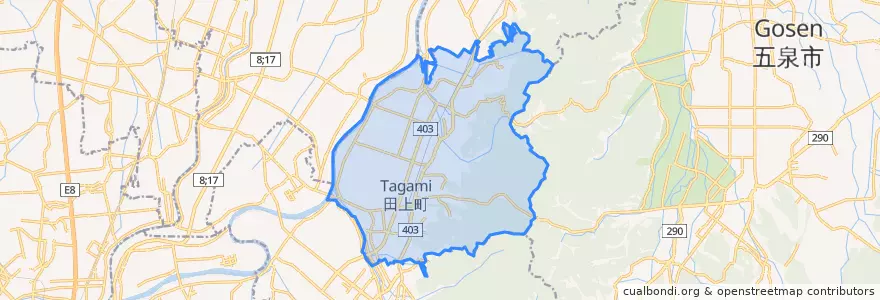 Mapa de ubicacion de 田上町.