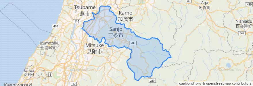 Mapa de ubicacion de 三条市.