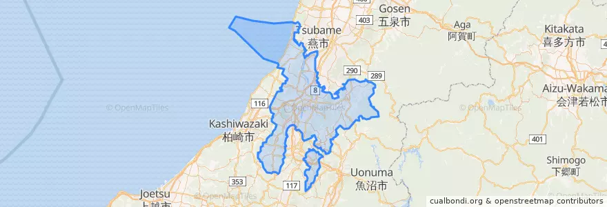 Mapa de ubicacion de 長岡市.