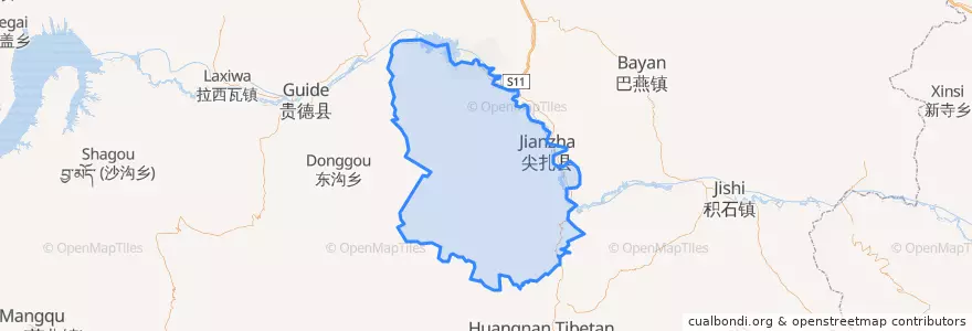 Mapa de ubicacion de གཅན་ཚ་རྫོང་། 尖扎县.