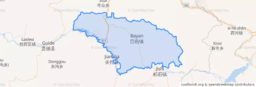 Mapa de ubicacion de 化隆回族自治县 خُوَلْو خُوِذُو ذِجِشِیًا.