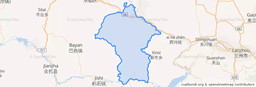 Mapa de ubicacion de 民和回族土族自治县.