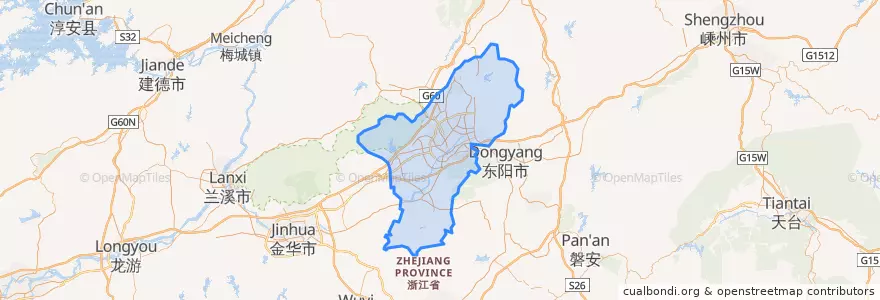 Mapa de ubicacion de Yiwu City.