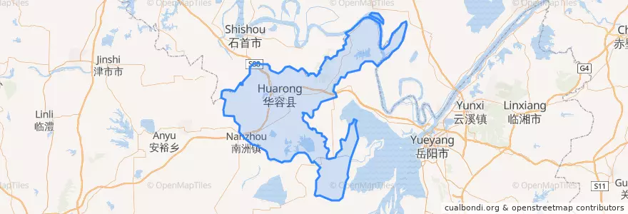Mapa de ubicacion de 华容县.