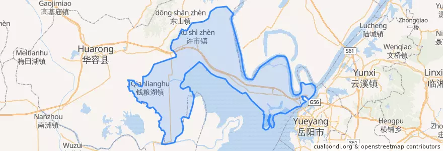 Mapa de ubicacion de 君山区 (Junshan).