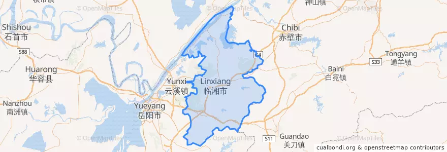 Mapa de ubicacion de 临湘市.
