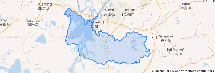 Mapa de ubicacion de 岳阳县 (Yueyang).