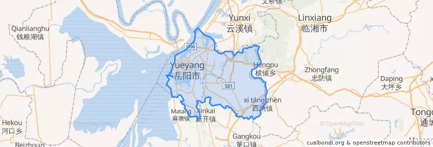 Mapa de ubicacion de 岳阳楼区 (Yueyanglou).
