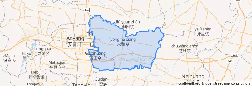 Mapa de ubicacion de Anyang County.