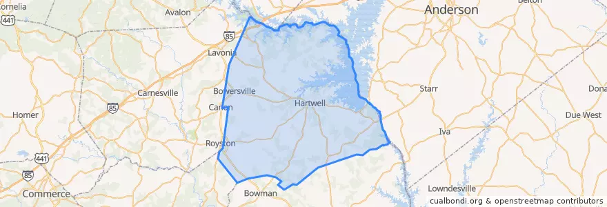 Mapa de ubicacion de Hart County.
