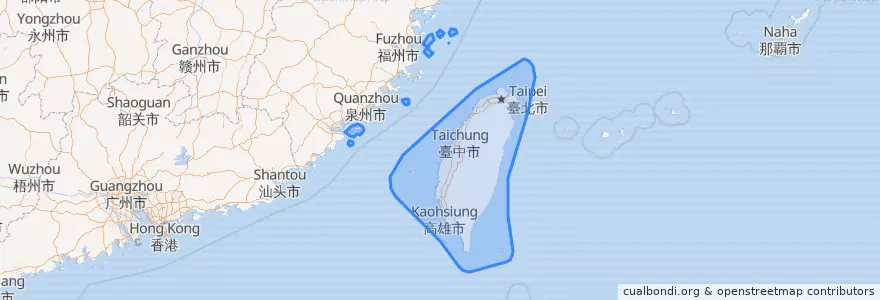Mapa de ubicacion de 타이완.