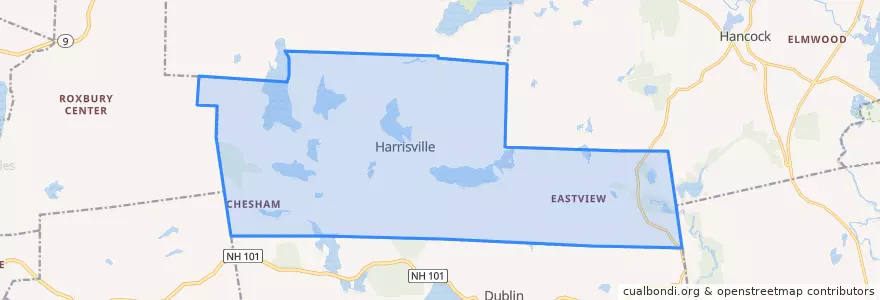 Mapa de ubicacion de Harrisville.