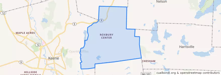 Mapa de ubicacion de Roxbury.