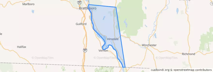 Mapa de ubicacion de Hinsdale.