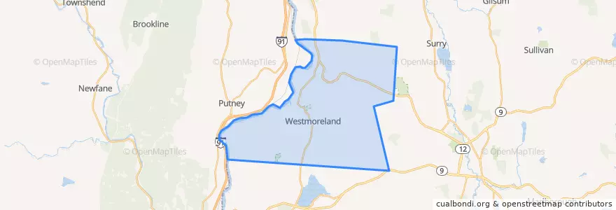 Mapa de ubicacion de Westmoreland.