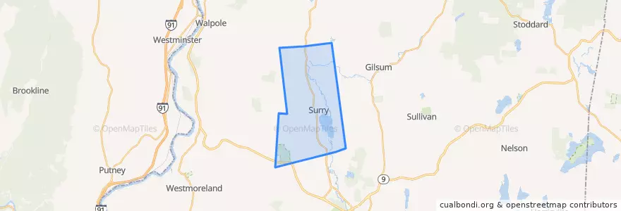Mapa de ubicacion de Surry.
