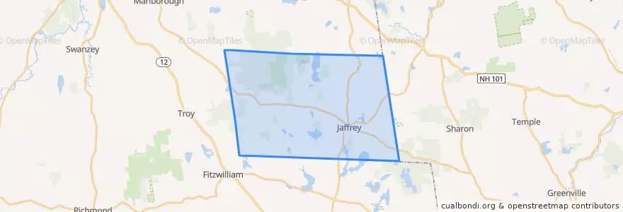 Mapa de ubicacion de Jaffrey.