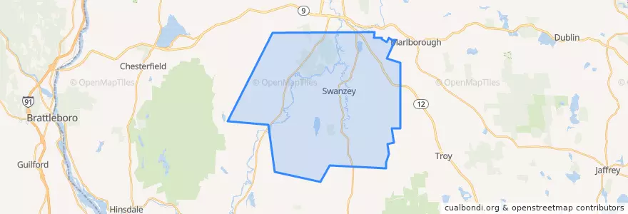 Mapa de ubicacion de Swanzey.