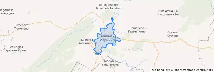 Mapa de ubicacion de Мариинское городское поселение.