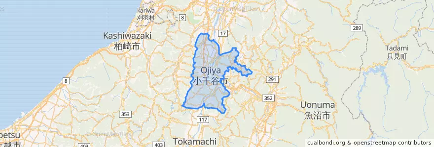 Mapa de ubicacion de Ojiya.