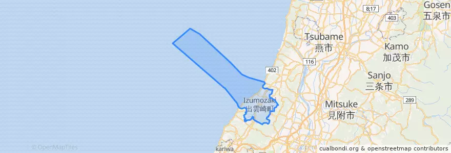 Mapa de ubicacion de Izumozaki.