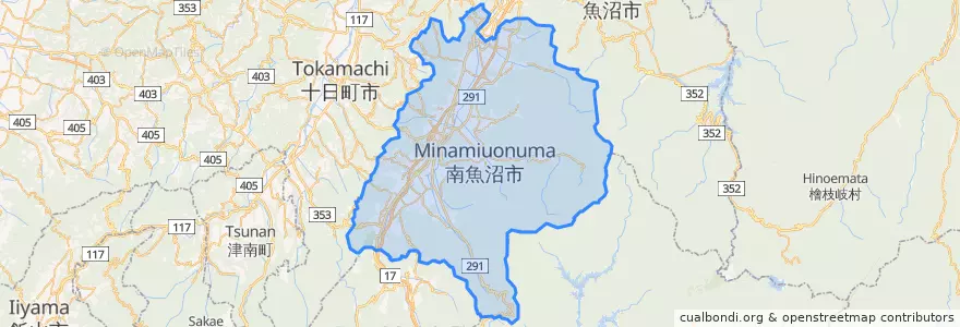 Mapa de ubicacion de 南魚沼市.
