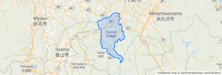 Mapa de ubicacion de 中魚沼郡.