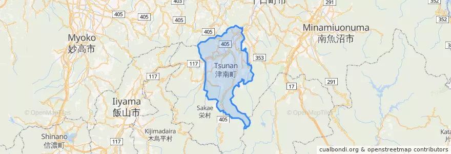 Mapa de ubicacion de 津南町.