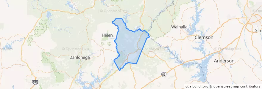 Mapa de ubicacion de Habersham County.