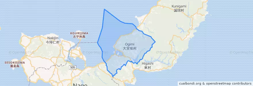 Mapa de ubicacion de 大宜味村.