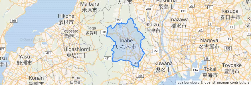 Mapa de ubicacion de いなべ市.