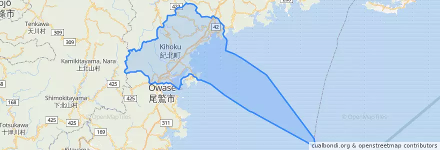 Mapa de ubicacion de 紀北町.
